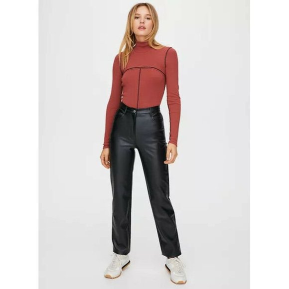Aritzia Pants - ARITZIA Wilfred The Melina High-Waisted Vegan Leather Pants in Black Size 12